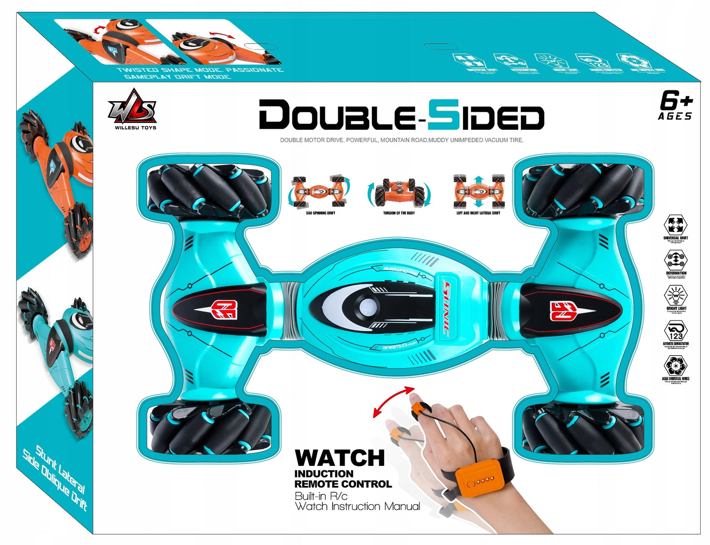 Samochód zdalnie sterowany RC twister 360 stunt led akrobacje gesty 4x4
